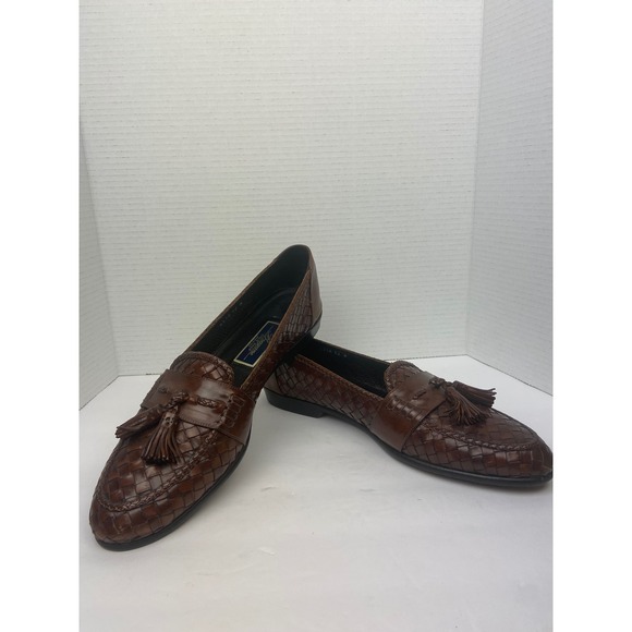 Vintage Cole‎ Haan Loafers 12 N Woven Brown Tassel Slip-On Italy Leather main image 7